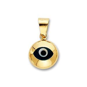 14K Yellow Gold Evil Eye Pendant | Dainty Protective Charm By Tehrani Jewelry